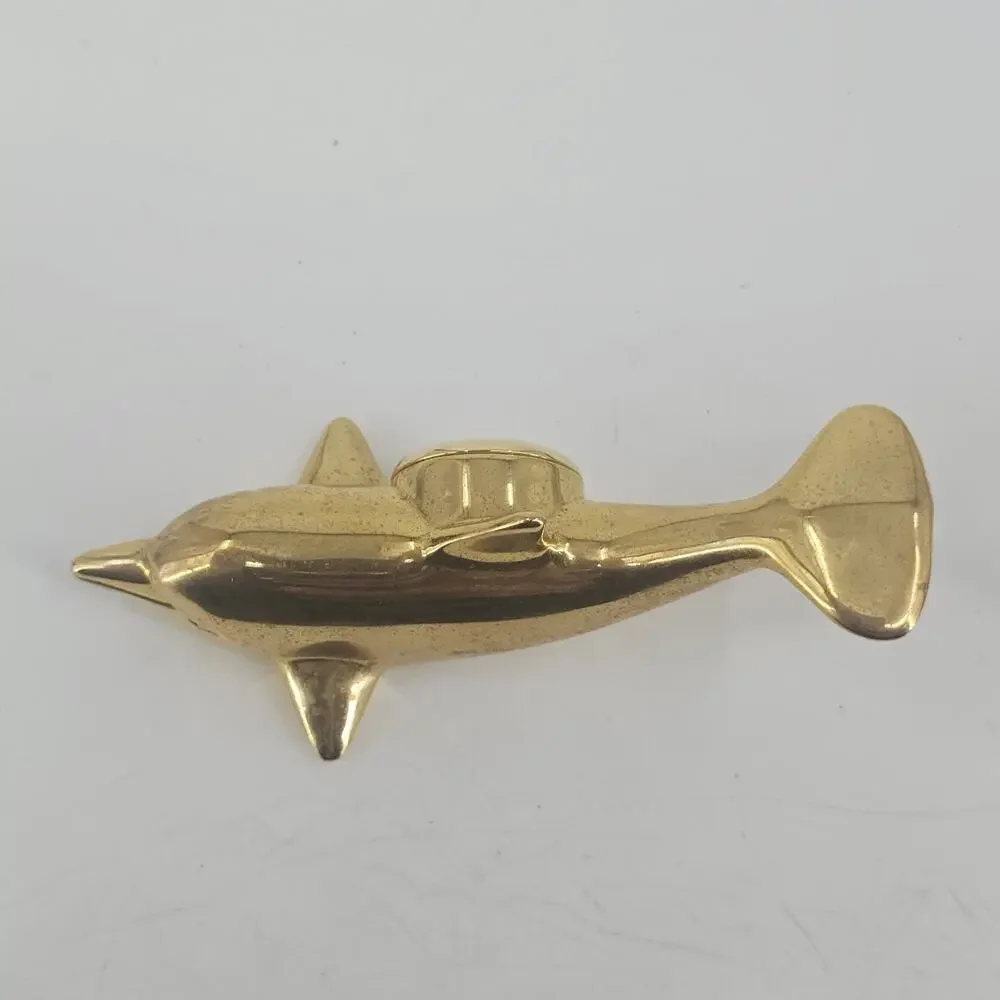SMALL BRASS QUARTZ CLOCKS Dolphin NEED BATTERIES Goldtone 4